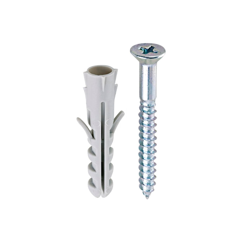 Parafuso phillips cabeça chata com bucha de nylon 07mm 10 unidades Bemfixa