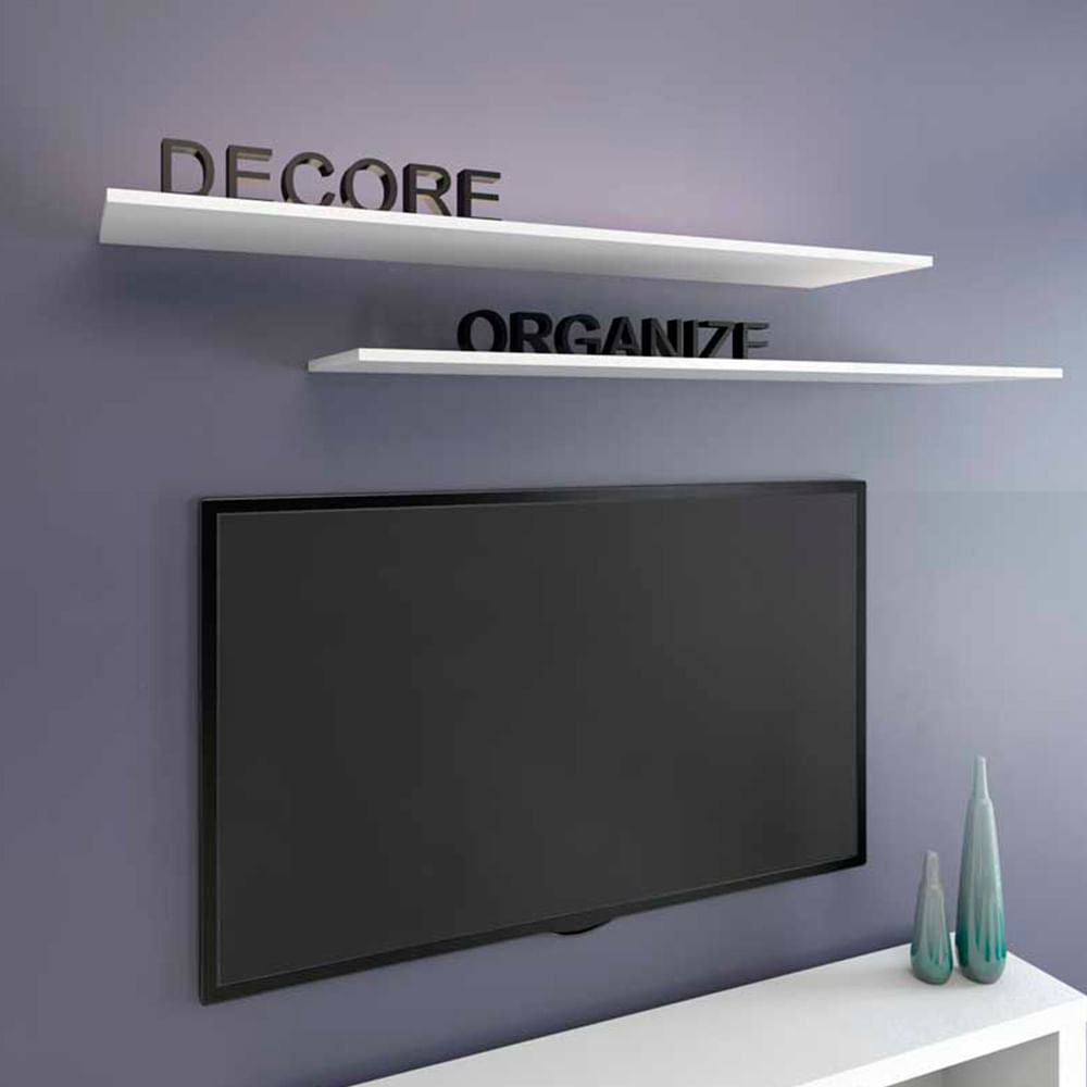 Prateleira em MDP com suporte 30x120cm branca Multivisão