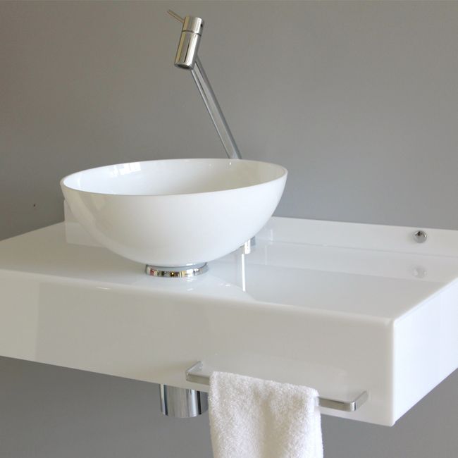 Bancada para banheiro 939 60x43cm com toalheiro cuba redonda Formacril