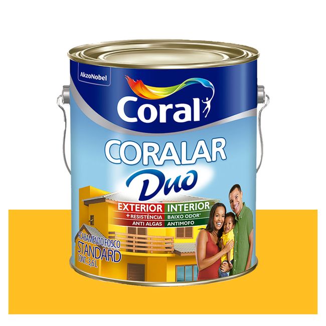 Tinta Coral Econômica Coralar Duo acrílica fosca amarelo frevo 3,6L