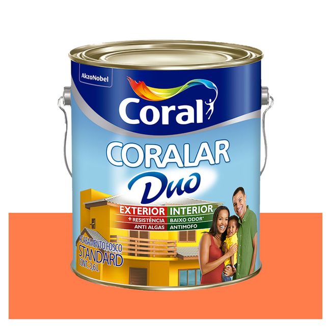 Tinta Coral Coralar Duo Econômica Acrílica Fosca Laranja Maracatu 3,6 Litros