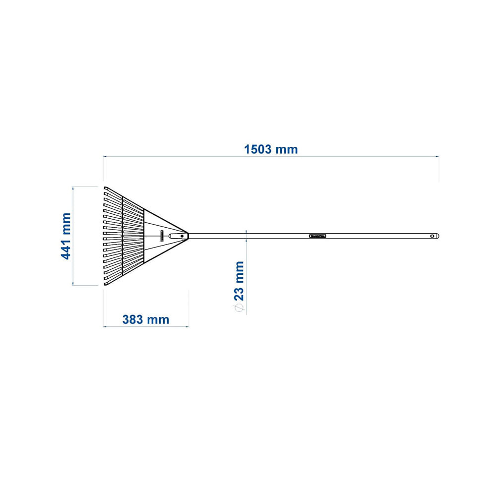 Vassoura Plástica Tramontina para Jardim 18 dentes Cabo em Madeira Alt: 120cm. Preta