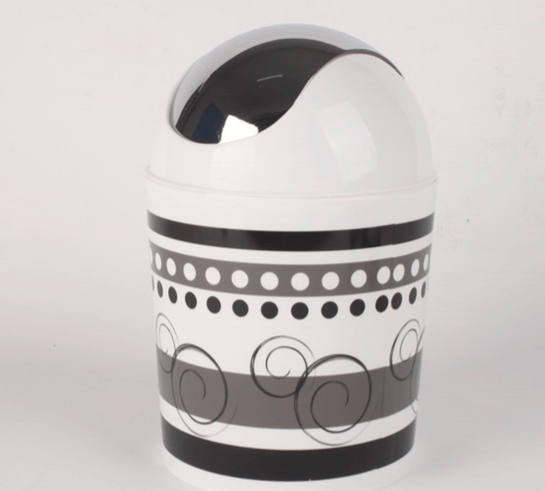 Lixeira 1L de plástico branco e preto Basic Coisas e Coisinhas