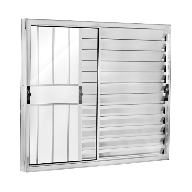 Janela-Veneziana-de-Correr-de-Aluminio-3-Folhas-Moveis-com-Grade-Fortsul-Esquadrisul-Alt--120cm-X-Comp--120-cm-Brilhante-1639897