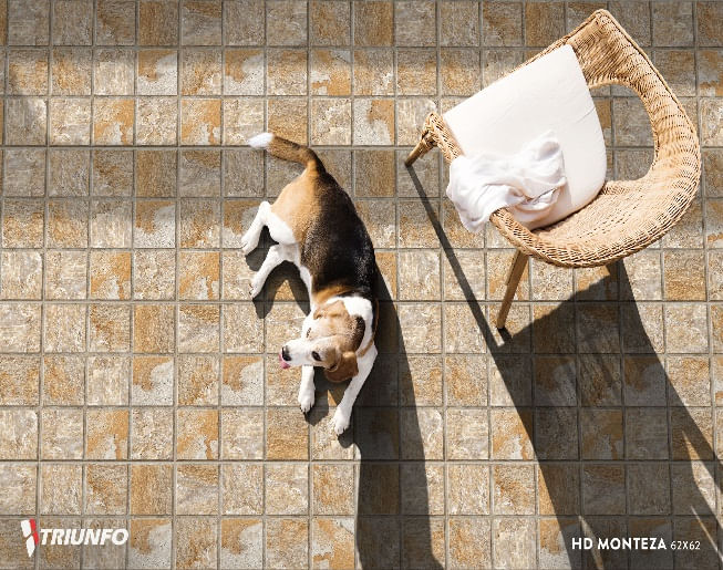 Piso Cerâmico  Triunfo HD Monteza Acetinado Bold Larg: 64cm X Comp.: 64cm Bege.