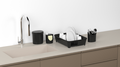 Kit Organizando sua Pia Single 4 Peças de Plástico Preto Coza