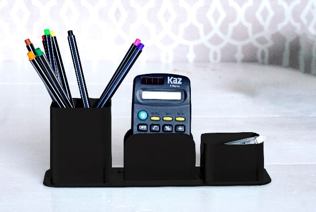 Porta canetas triplo preto Dello