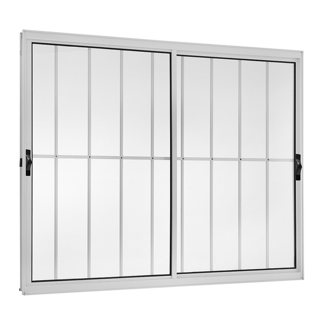 Janela-Correr-2-Folhas-Moveis-comGrade-120X120--CompX-Larg--Aluminio-Branca-Esquadrisul-1641581