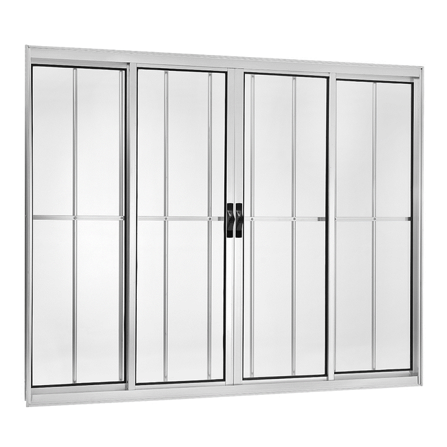 Janela-Correr-4-Folhas-comGrade--100X120--CompX-Larg--Aluminio-Brilho-Esquadrisul-1641670