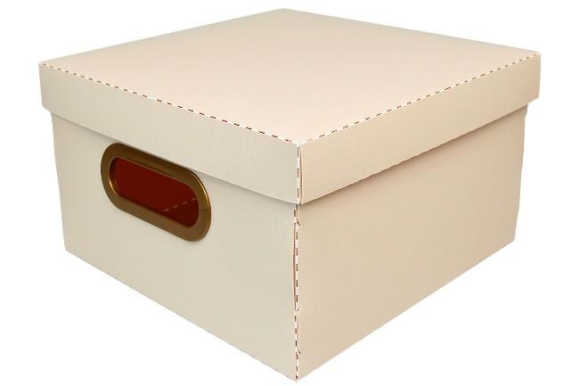 Caixa Organizadora Linho Protea Rosa Claro 25x25x15cm Pequena