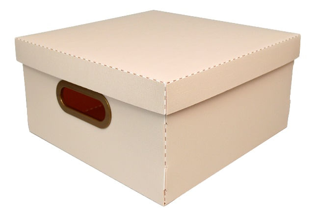 Caixa Organizadora Linho Protea Rosa Claro 29x29x15cm Media