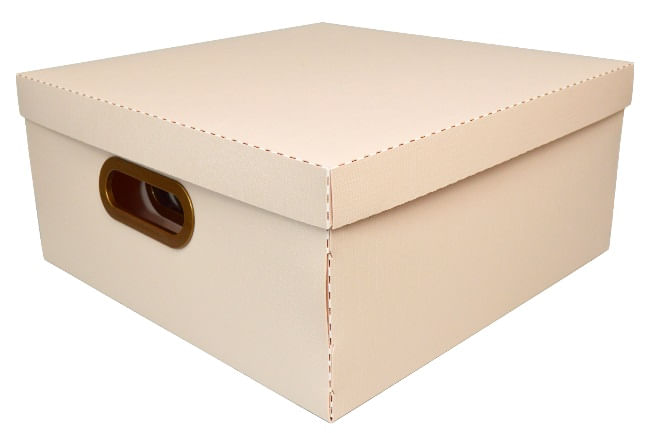 Caixa Organizadora Linho Protea Rosa Claro  35x35x16cm Grande