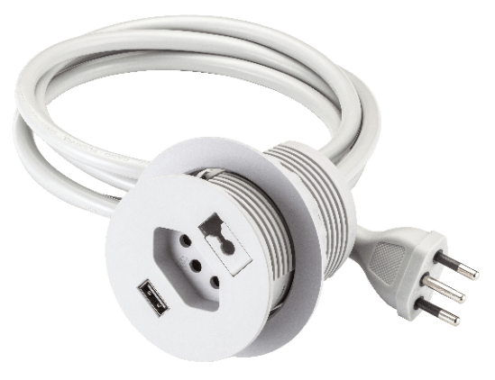 Passa Fio Com Tomada Retrátil 3x1 Renna