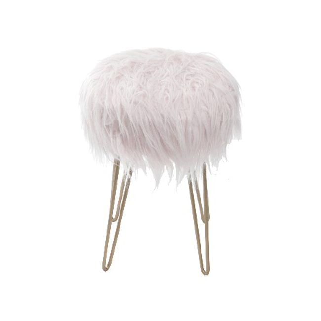 Banquinho-Petit-c--Pelo-Longo-Rosa-e-Base-de-Metal-OR-Design-1748262