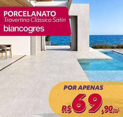 Porcelanato Travertino Clássico Satin 80x80cm Biancogres