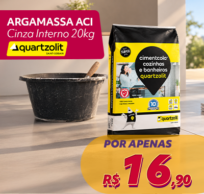 Argamassa AC1 Cinza Uso Interno 20kg Quartzolit por apenas R$ 15,60